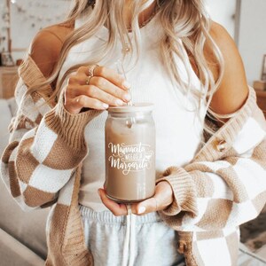 Mamacita Cup Iced Coffee Cup Mamacita Mug Glass Cup with Lid Straw Mamacita needs a Margarita Iced Coffee Cup Libbey Cup