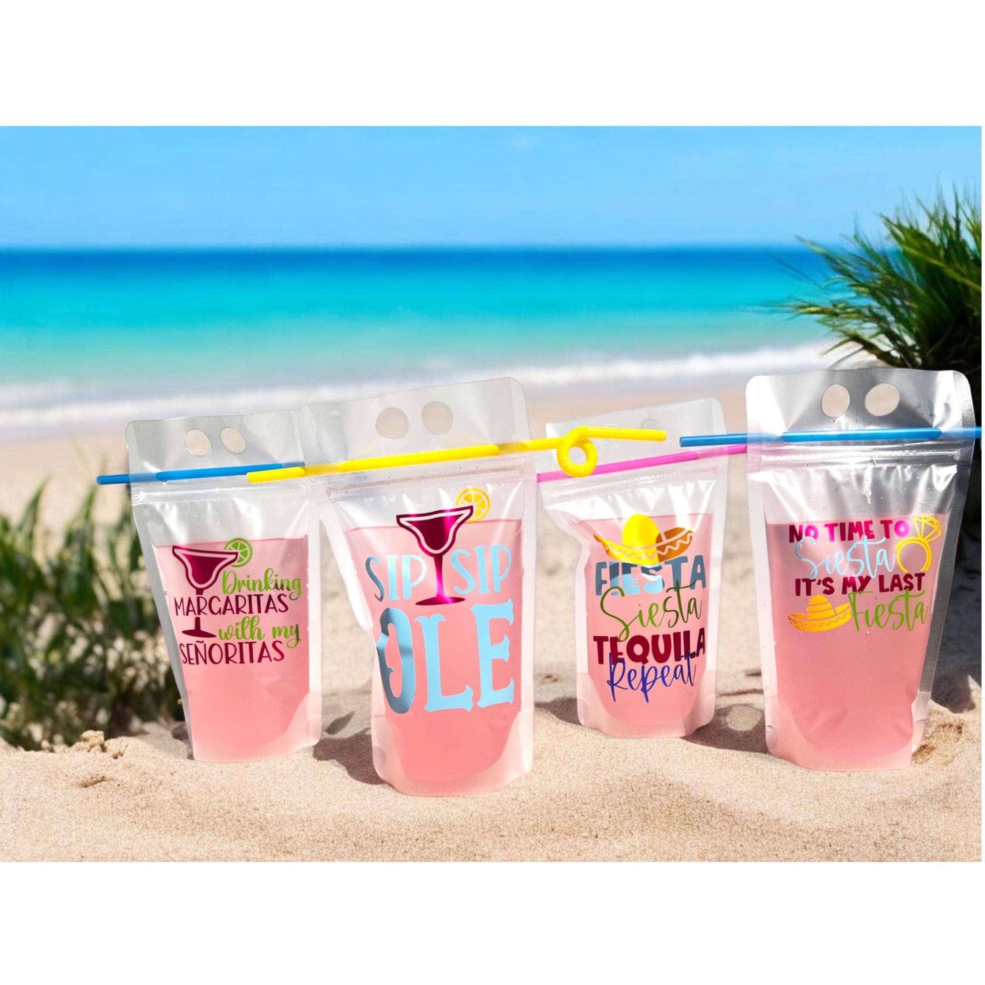 Xo, Fetti Bachelorette Party Drink Pouches - 16 Reusable Spill-Proof Cups With 8 Fun Designs
