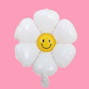 Set mit ZWEI Smiley Daisy Ballons | Boho Gänseblümchen | Gänseblümchen-Geburtstag | Gänseblümchen-Babyparty| Zwei Groovy Party | Groovy One | Flower-Power-Geburtstag