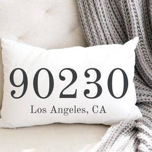 Lumbar Pillow - Personalized Zip Code - Realtor Gift, New House gift, engagement present, housewarming present, cushion cover, throw pillow