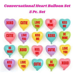 Heart Balloon Set - 5 pc , Birthday, Bachelorette, Valentine&#39;s Day, Baby Shower, Wedding Photo Booth, Conversation Heart Balloons