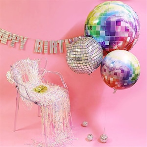 Silver Disco Ball Orbz Foil Balloon 16&quot; | Retro Disco Birthday Party | New Year&#39;s Eve Bash | 70s Disco Party Decorations | Anagram Balloon