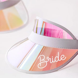 Personalized Holographic Visors,Beach Bachelorette Gifts, Pool Party Favors,Beach Wedding Gift,Bridesmaids Hat,Bachelorette Party Sun Visors