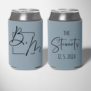 Custom Wedding Can Coolers, Personalized Monogrammed Can Holder, Wedding Reception Favor, Wedding Party Gift, Custom Koozies, Can Coolies