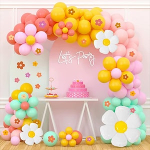Set mit ZWEI Riesen-Gänseblümchen-Ballons | Boho Gänseblümchen | Gänseblümchen-Geburtstag | Gänseblümchen-Babyparty| Zwei fetzige Party Groovy Eins | Flower-Power-Geburtstag