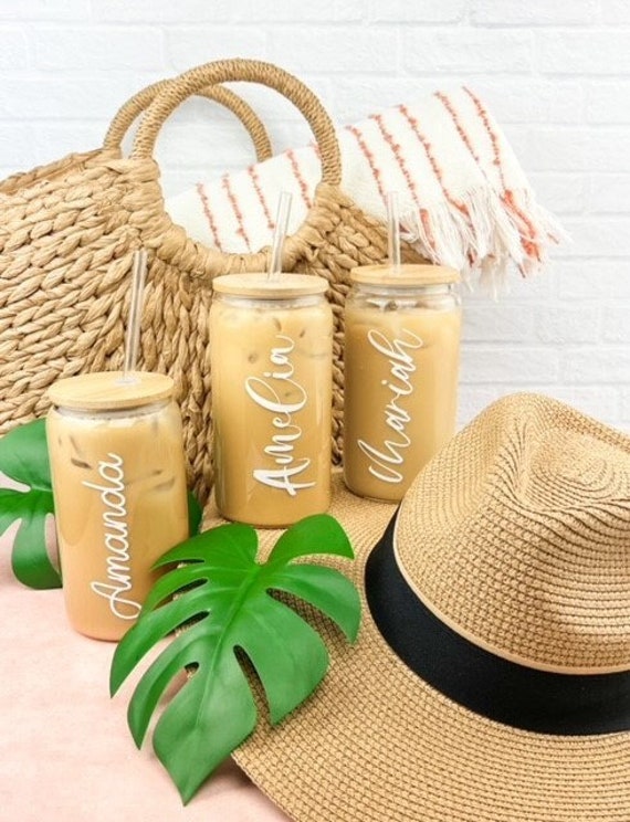 Personalized Iced Coffee Cup Glass Can Soda Cup With Lid and Etsy