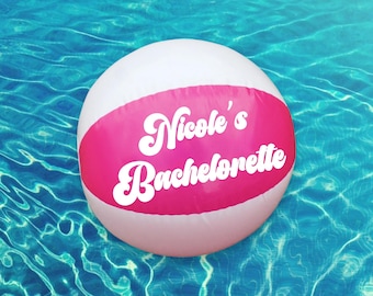 Personalized Pink Pool Party Beach Balls for Bachelorette Party, Birthday Party Bash, Bach, girls trip, balloon garland, girls party prop,