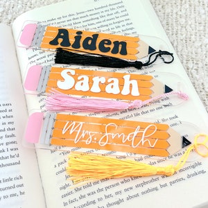 Personalized Bookmark, Acrylic bookmark, Custom Bookmark, book lover gift, Name Bookmark, Aesthetic Bookmark with Tassel, Teacher Bookmark