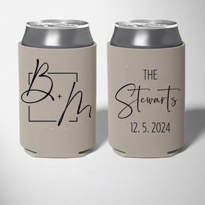 Custom Wedding Can Coolers, Personalized Monogrammed Can Holder, Wedding Reception Favor, Wedding Party Gift, Custom Koozies, Can Coolies