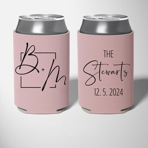Custom Wedding Can Coolers, Personalized Monogrammed Can Holder, Wedding Reception Favor, Wedding Party Gift, Custom Koozies, Can Coolies