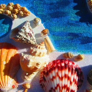 Raging Sea Message in a Bottle Framed Seashell Artwork, Message in a ...