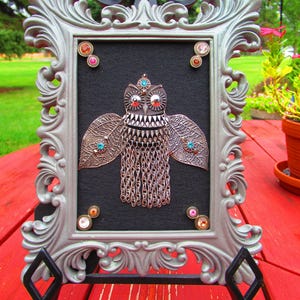 Owl Décor Wall Hanging Jewelry Art 8x10 inch Frame