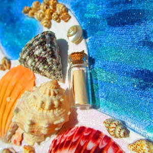 Raging Sea Message in a Bottle Framed Seashell Artwork, Message in a ...