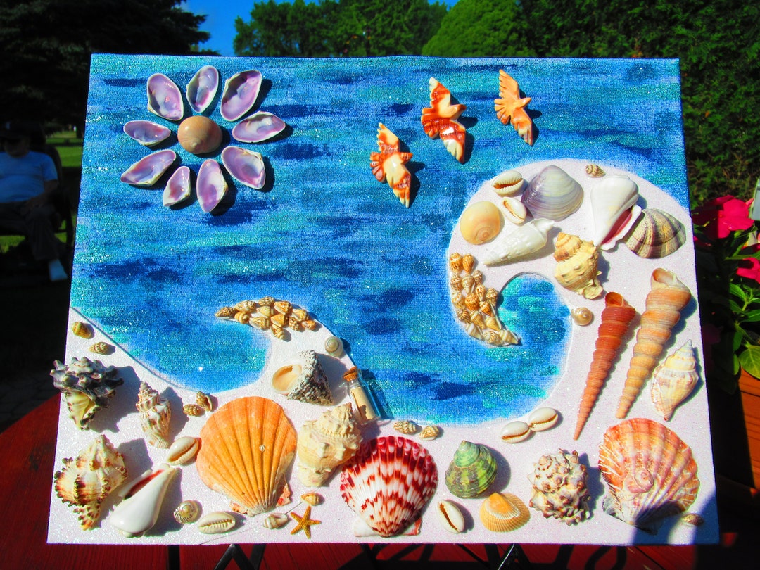Raging Sea Message in a Bottle Framed Seashell Artwork, Message in a ...