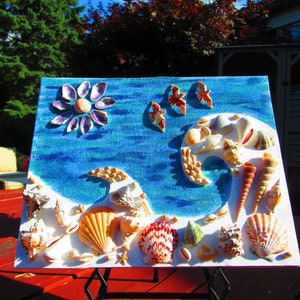 Raging Sea Message in a Bottle Framed Seashell Artwork, Message in a ...