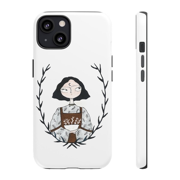 Tough Phone Cases, Witch Illustration, Handmade Drawing Print, Available for iPhone 13 Pro Case 12 Mini iPhone 11 Pro Max iPhone XS 8 7 Plus