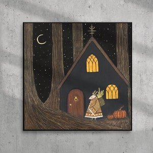 Cleric's Forest House Painting Art Print, Gift For The Home