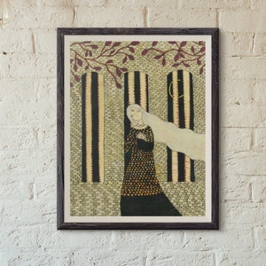 Witch in The Castle Poster, Folk Art Print, Gothic Painting