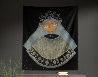 Mystical Elven Realm Tapestry, Fantasy Home Decor