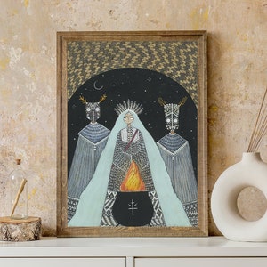 Three Witches Poster Print, Gothic Art