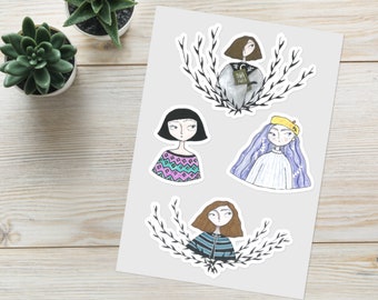 Witchy Girl Stickers: Illustration Art Sticker Sheet