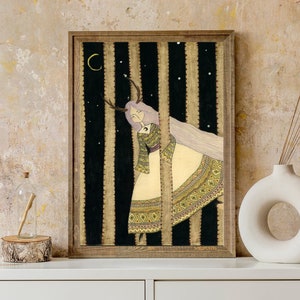 Folk Art Print , Witch Art , Wall Decor