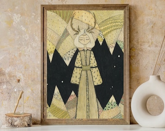 Shaman Girl Wall Art , Illustration Home Decor