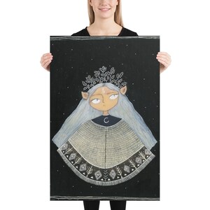 Elven Witch Painting Print, Folk Art Poster, Dark Fantasy Art