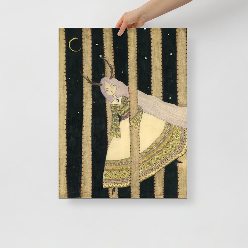 Folk Art Print , Witch Art , Wall Decor image 3