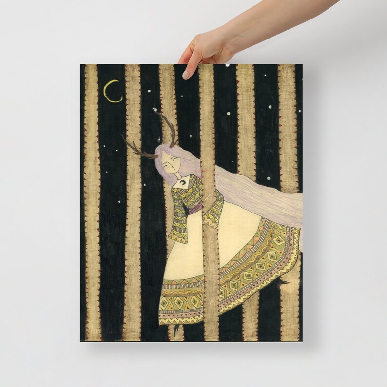 Folk Art Print , Witch Art , Wall Decor image 2