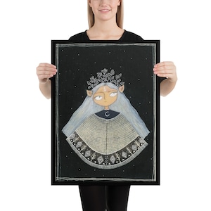 Elven Witch Painting Print, Folk Art Poster, Dark Fantasy Art