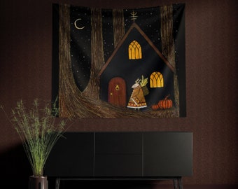 Druid's House Tapestry: Witch Art Folk Print Wall Decor