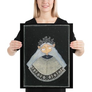 Elven Witch Painting Print, Folk Art Poster, Dark Fantasy Art
