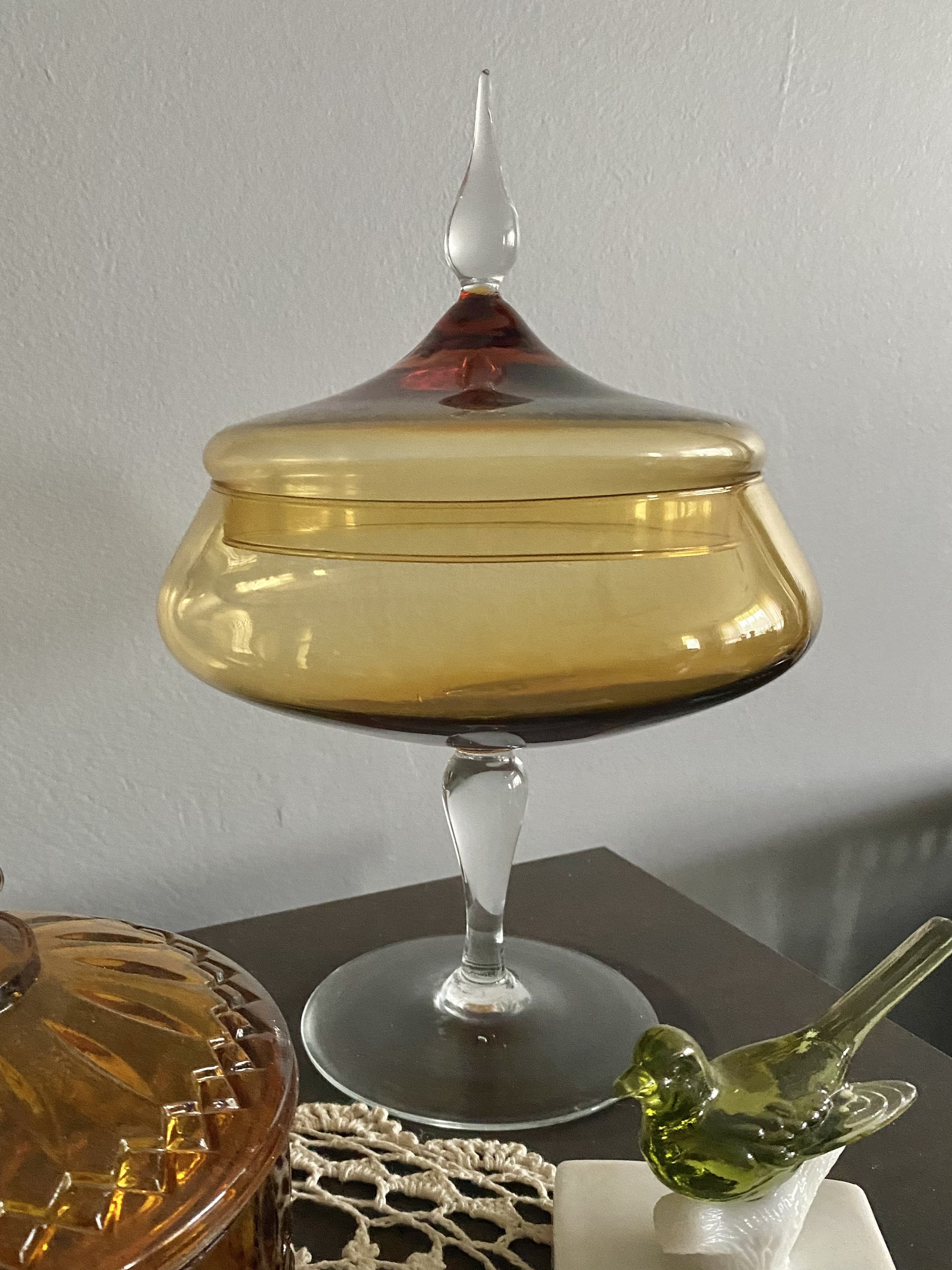 Vintage Amber Apothecary Jar / Candy Dish Etsy