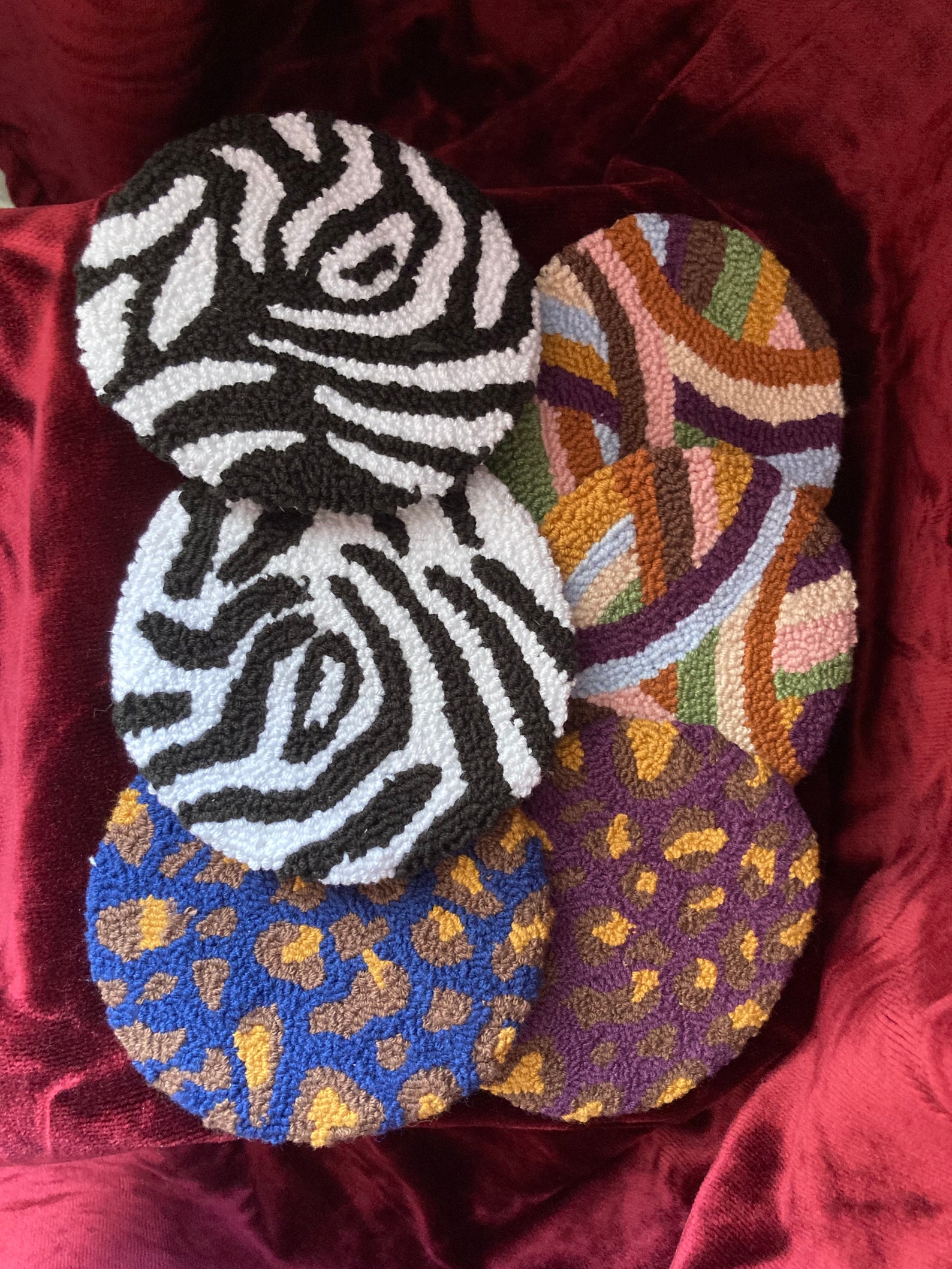 Punch Needle Coasters Handmade Mug Rug Drink Coasters Etsy