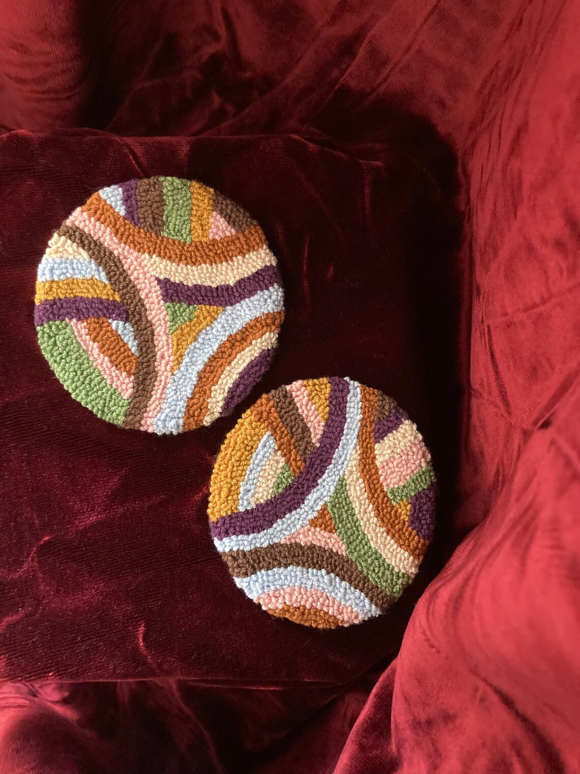 Punch Needle Coasters Handmade Mug Rug Drink Coasters Etsy