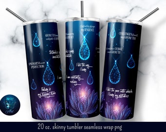 Growth mindset tumbler wrap, Positive affirmations tumbler, 20 oz skinny tumbler png . Mental health tumbler sublimation, png file download
