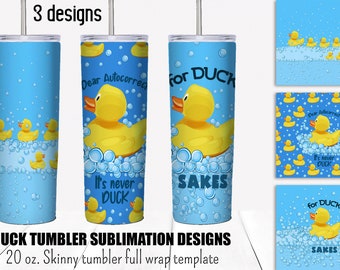 Pato citas divertidas diseños de sublimación de vaso. Goma pato de toy 20 oz recta o cónicos vasos delgados plantillas de envoltura completa.