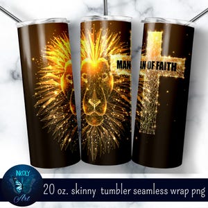 Man of Faith tumbler, Christian Men Tumbler Wrap, 20 oz Skinny Design, Bible Verse Tumbler, Sublimation PNG download, Father&#39;s day tumbler