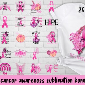 Breast cancer awareness sublimation designs bundle. 25 png files for download