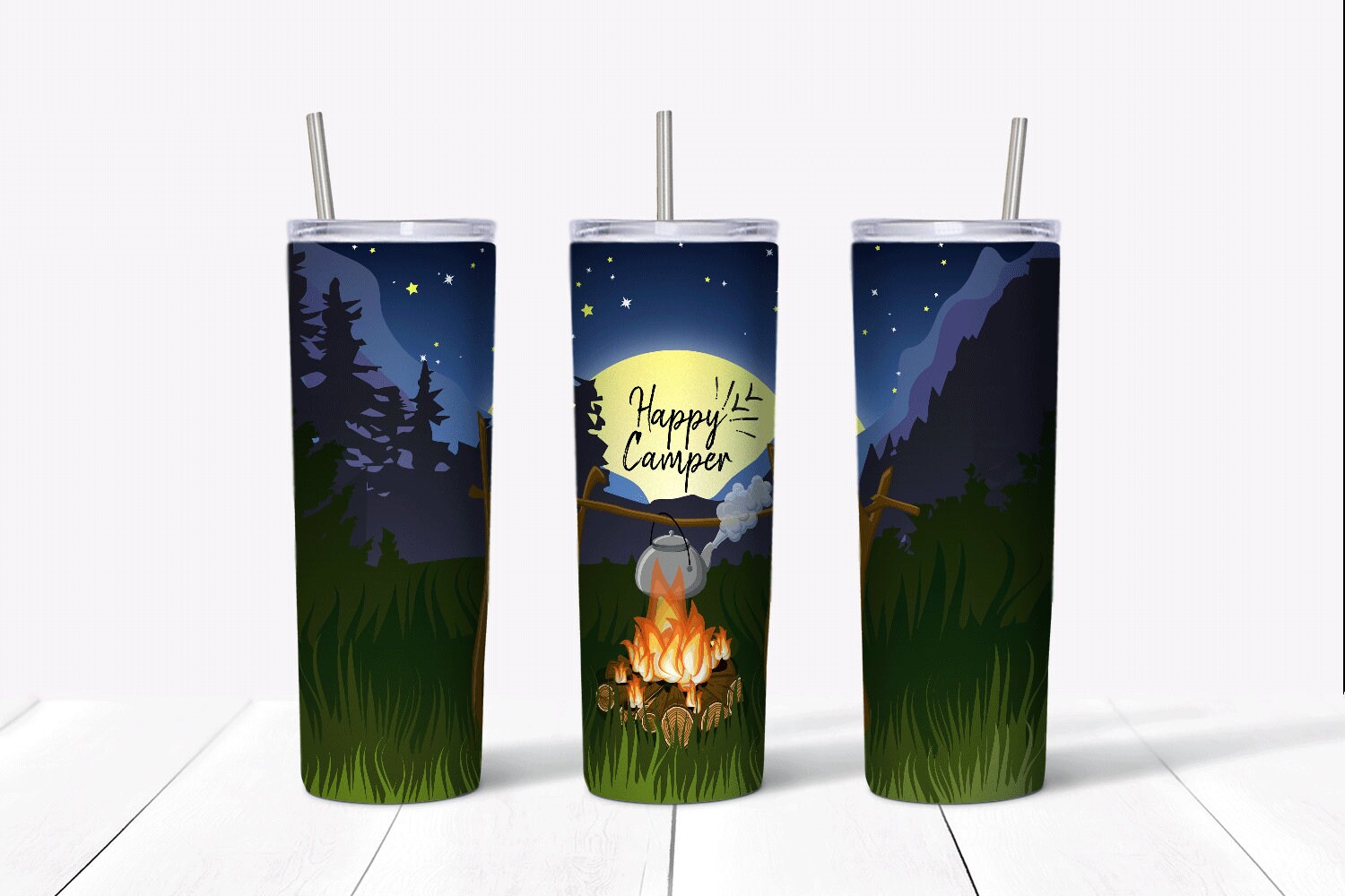 Camping Tumbler Sublimation Designs. 20 Oz Skinny Tumbler Full Etsy