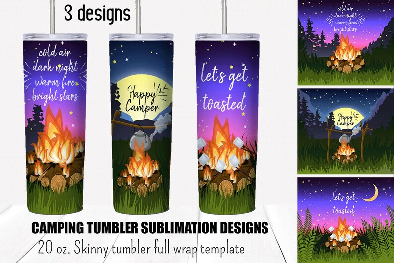 Camping Tumbler Sublimation Designs. 20 Oz Skinny Tumbler Full Etsy