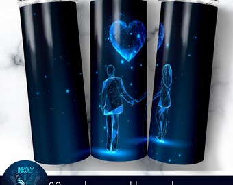 Romantic Couple Tumbler Wrap, 20 oz Skinny Design, Love Silhouette png, Digital Download, Valentine's day tumbler, Wedding Sublimation PNG,