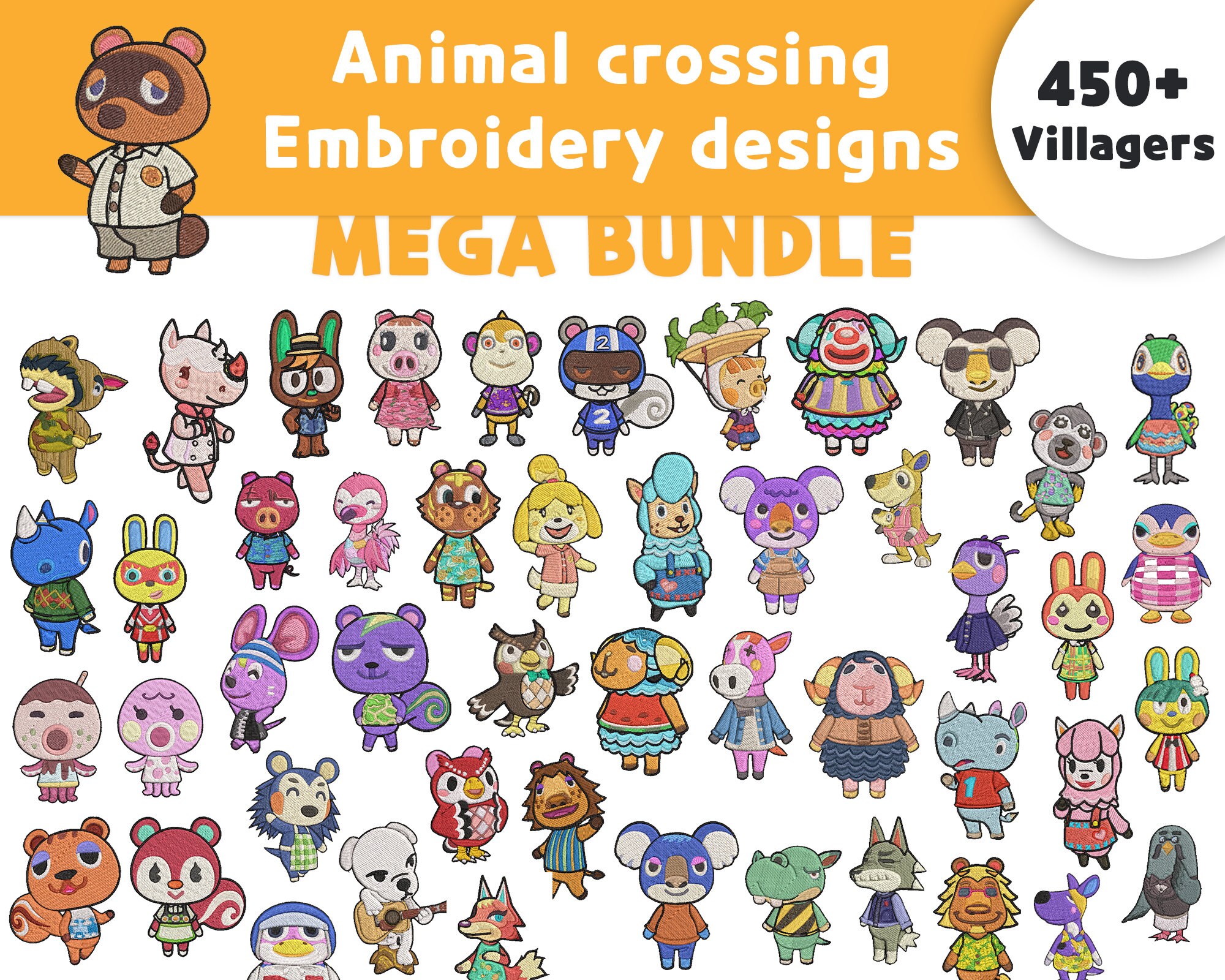 450 Animal Crossing Machine Embroidery Designs Fullbody Etsy