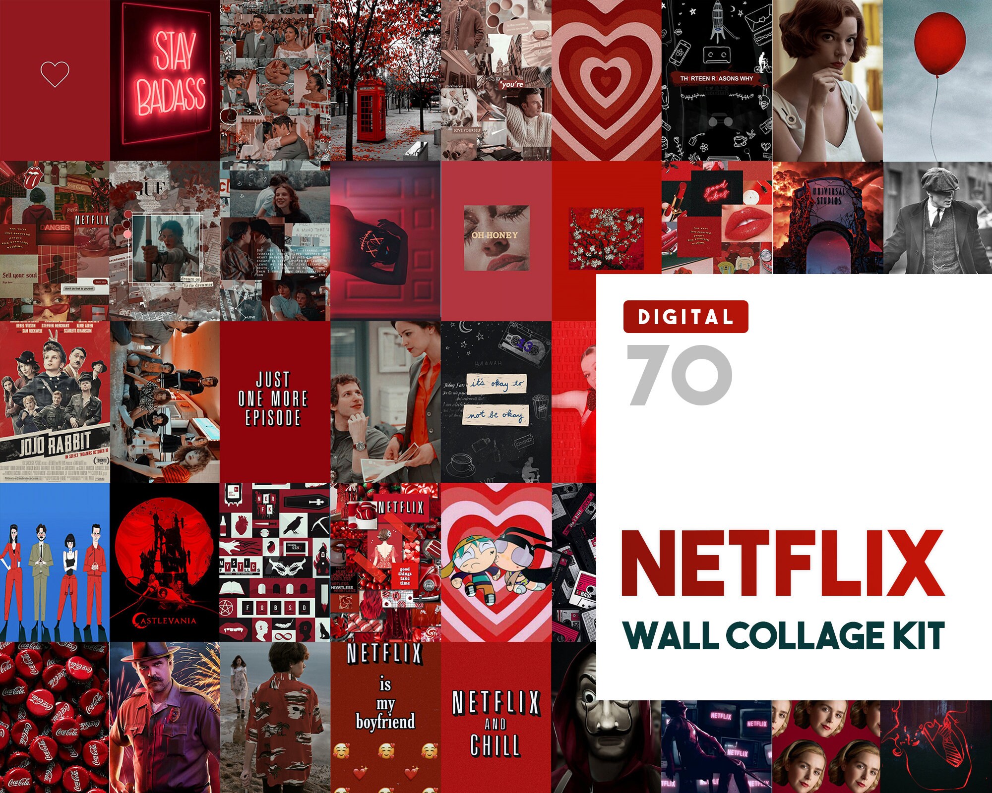 Netflix wall collage kit 70 pieces photo wall collage kit Etsy