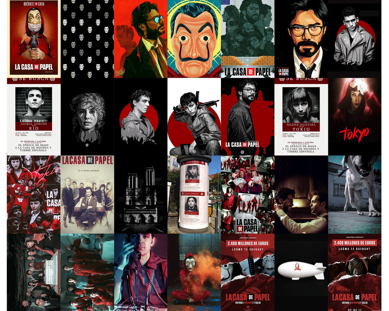 72 Money Heist wall collage kit Digital photo wall collage Etsy