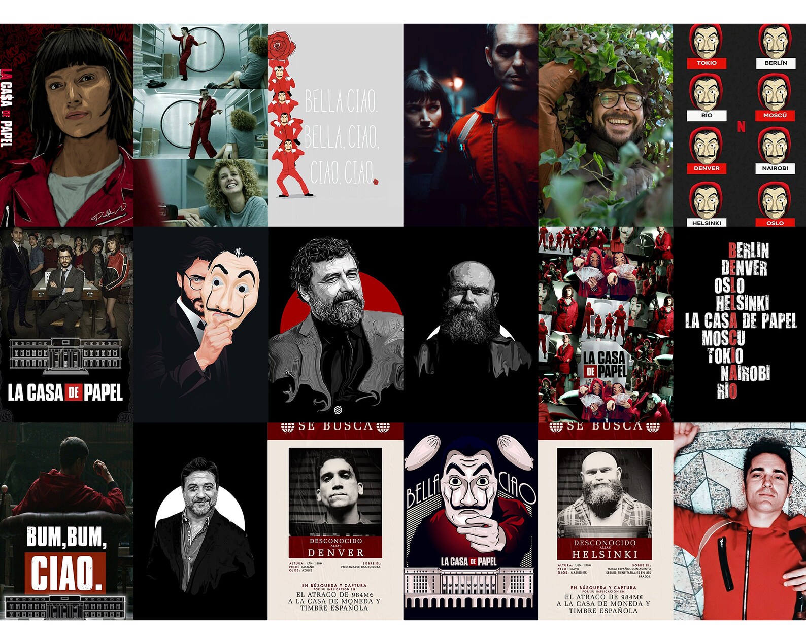 72 Money Heist wall collage kit Digital photo wall collage Etsy