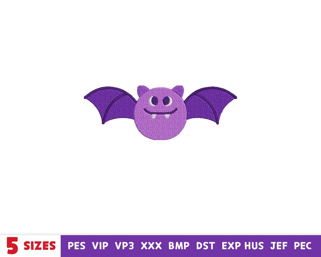 Cute Bat Embroidery Design Machine Embroidery Design Files Etsy