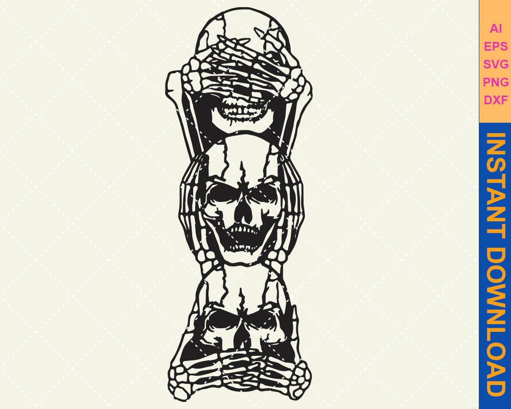 Skull Svg Three Wise Skulls Svg Halloween Svg Skeleton Svg - Etsy UK