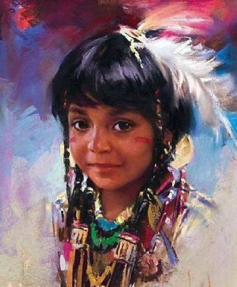 Native American Painting Native American Portrait Wall Art Etsy